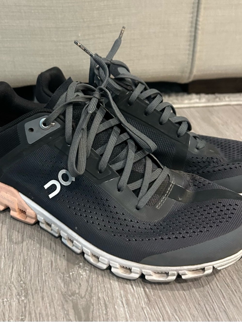 On Running Women’s On Clouds Black and Gray Athletic Running Shoes